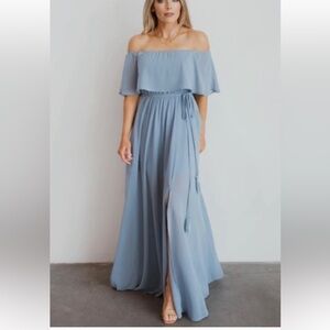 Baltic Born Victoria Off the Shoulder Maxi Dress Size XS Light Blue NWT